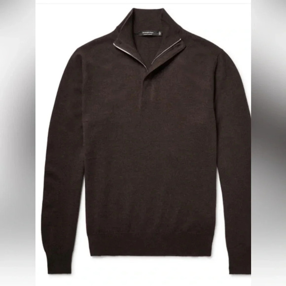 ERMENEGILDO ZEGNA  Cashmere Half-Zip Mock-Neck Sweater quiet luxury prep… - Picture 1 of 11